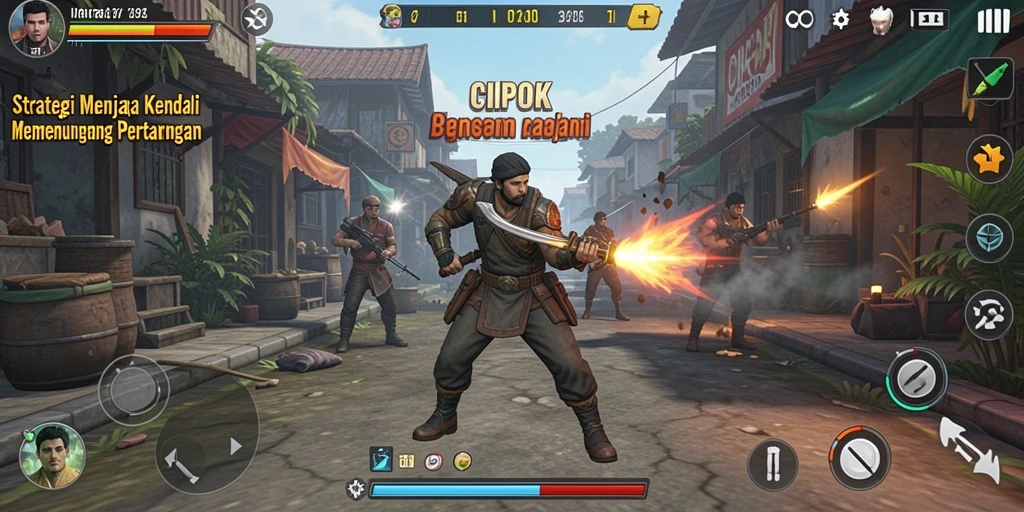 Screenshot memperlihatkan pertempuran strategis dalam game CIPOK.