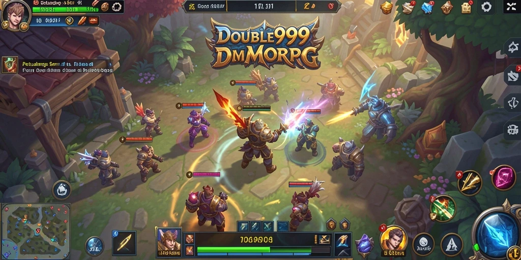Tampilan gameplay menarik dari DOUBLE999 yang menunjukkan aksi seru dalam dunia MMORPG.
