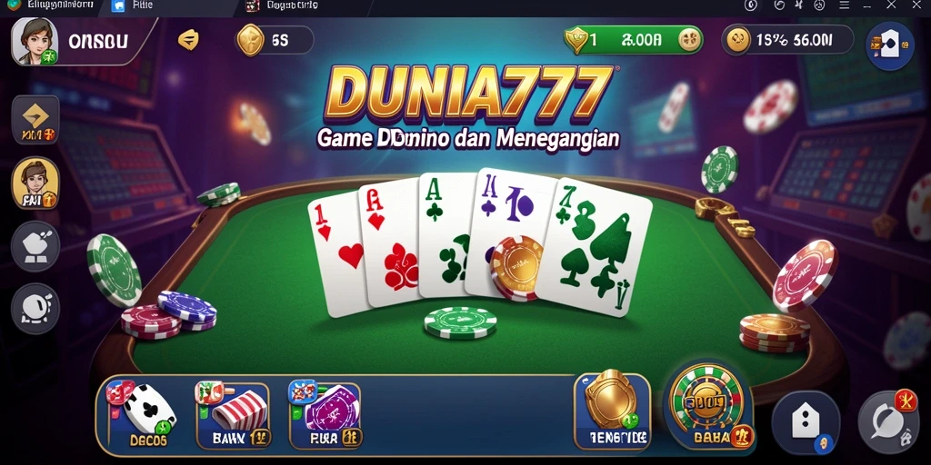 Tampilan gameplay mendebarkan dalam DUNIA777 dengan domino yang berwarna-warni.