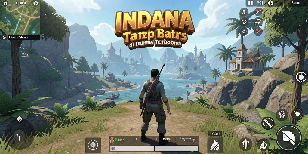Screenshot gameplay INDAAA menampilkan eksplorasi dunia terbuka yang luas.