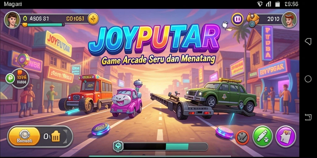 Screenshot gameplay JOYPUTAR dengan karakter yang beraksi di level menantang.