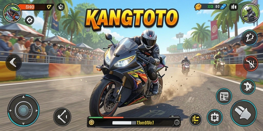 Tampilan gameplay seru balapan motor di KANGTOTO.