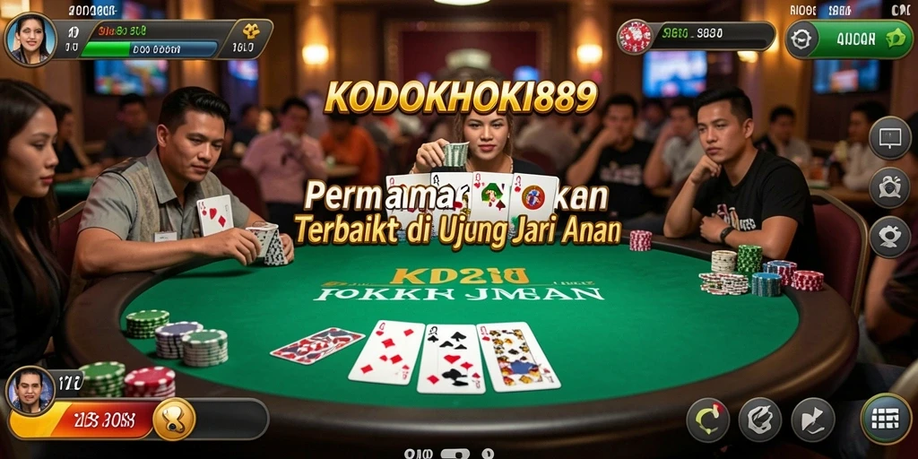 Tangkapan layar gameplay KODOKHOKI889 menunjukkan suasana poker yang mendebarkan.