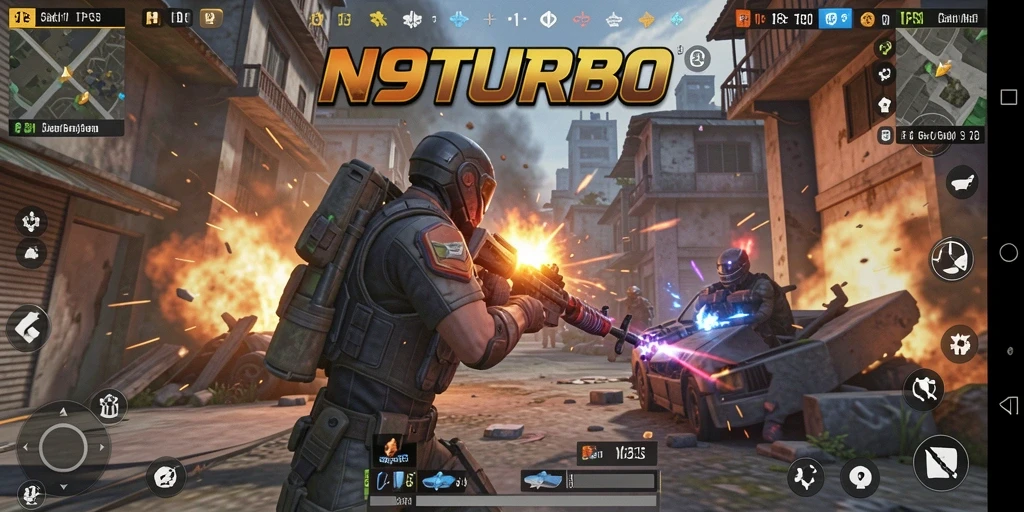 Tampilan menakjubkan dari gameplay N9TURBO yang intens.